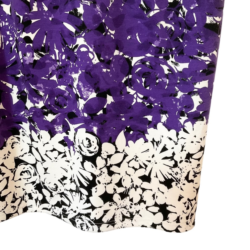 NWT Cleo Petites Floral Shift Dress Black White Purple Women’s 12P - Picture 4 of 12